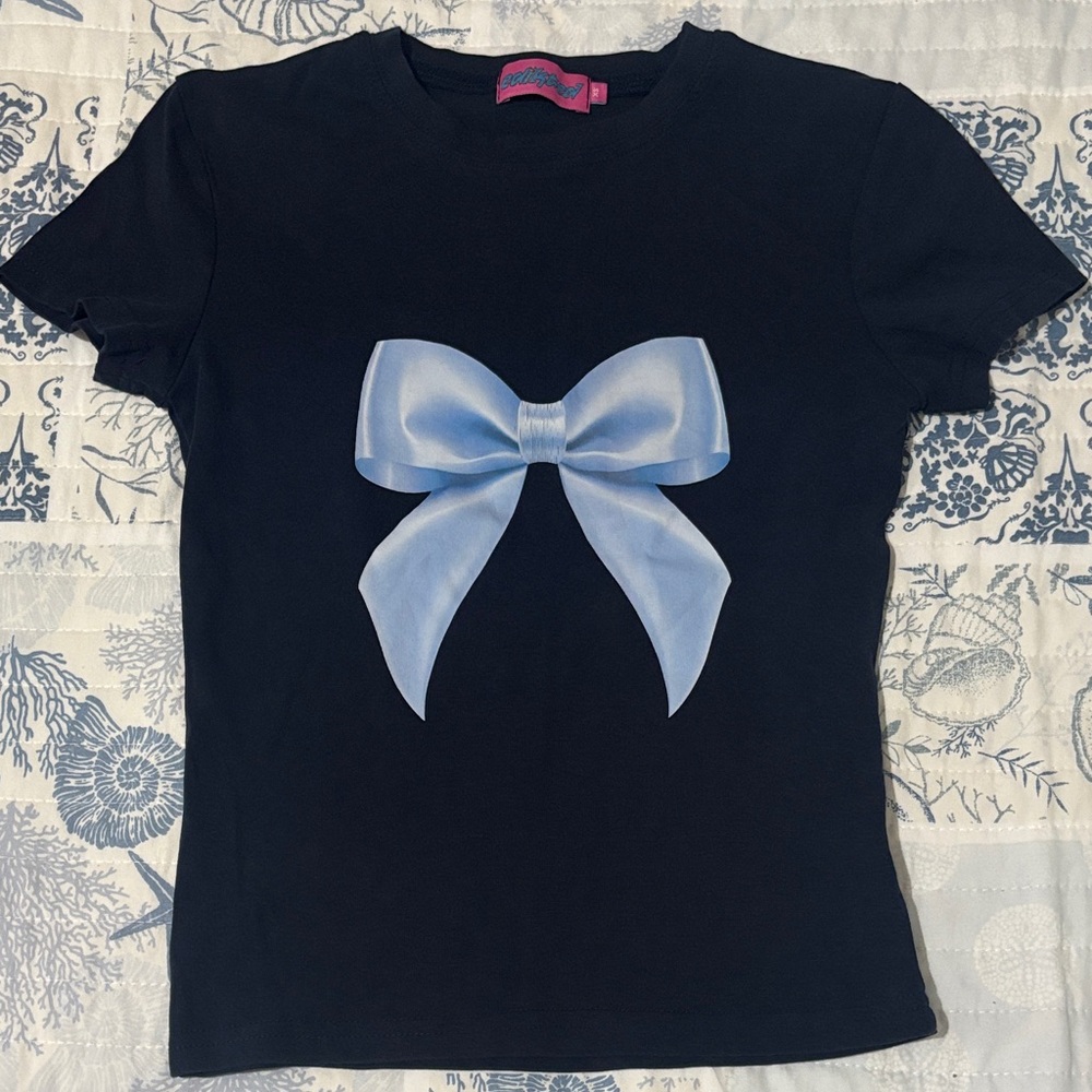 Edikted Navy T-Shirt With Bow